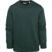 Sweat-shirt Gant Pullover Embossed Logo Vert Foncé