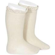 Chaussettes enfant Condor hautes unies avec dentelle sur bordure