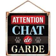 Tableaux, toiles Sud Trading Plaque métallique - ATTENTION CHAT DE GAR...