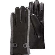 Gants Isotoner Gants Femme tactiles cuir d'agneau / laine Noir