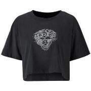 T-shirt Ed Hardy Tiger glow crop top black