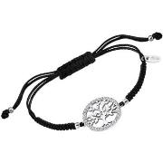 Bracelets Lotus Bracelet silver arbre de vie cordon noir