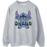 Sweat-shirt Disney Lilo And Stitch Ohana Blue Glitch