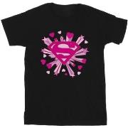 T-shirt enfant Dc Comics Superman Pink Hearts And Stars Logo