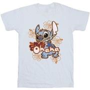 T-shirt Disney Lilo And Stitch Ohana Orange Hibiscus