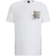 T-shirt BOSS T-SHIRT REGULAR FIT EN COTON MÉLANGÉ BLANC AVEC MOTIF A