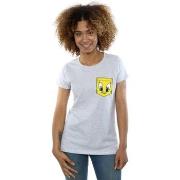 T-shirt Dessins Animés Tweety Pie Face Faux Pocket