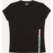 T-shirt enfant Emporio Armani EA7 T-shirt noir pour fille avec bande l...