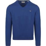 Sweat-shirt Gant Pull Col-V Bleu Cobalt