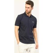 T-shirt BOSS Polo bleu en coton avec logo contrasté