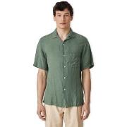 Chemise Portuguese Flannel Linen Camp Collar Shirt - Dry Green