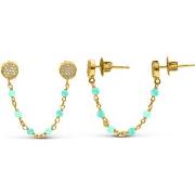 Boucles oreilles Orusbijoux Boucles D'oreilles Argent Dorées Doubles R...