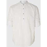 Chemise Selected 16092977 LINEN TUNIC-BRIGHT WHITE