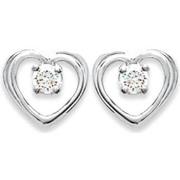 Boucles oreilles Brillaxis Boucles d'oreilles coeur avec pierres argen...