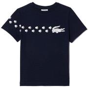 T-shirt enfant Lacoste T-SHIRT ENFANT EN COTON IMPRIMÉ CROCODILE BLEU