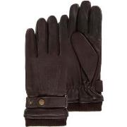 Gants Isotoner Gants Homme tactiles cuir patte de resserage Marron