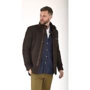 Veste La Canadienne Veste cuir matelassé marron foncé-045178