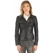 Blouson La Canadienne Blouson cuir agneau noir-045177