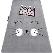 Tapis Rugsx Tapis PETIT CAT CHAT COURONNE gris 140x190 cm