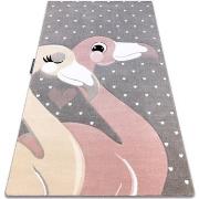 Tapis Rugsx Tapis PETIT FLAMINGOS CŒURS gris 120x170 cm