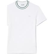 T-shirt Lacoste T-SHIRT BLANC EN PIQUÉ STRETCH À COL RAYÉ