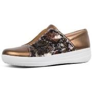 Baskets basses FitFlop NEW ZIP SNEAKER SNAKE PRINT SEQUINS BRONZe