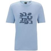 T-shirt BOSS T-SHIRT BLEU CLAIR REGULAR EN JERSEY DE COTON À MOTIF A