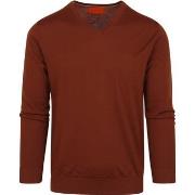 Sweat-shirt Suitable Pull Col-V Mérinos Brique