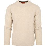 Sweat-shirt Suitable Pull Laine Col Rond Beige