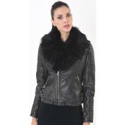 Blouson Kaporal Blouson Femme coupe perfecto col fourrure Selvi Noir