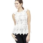 Debardeur Guess Top Finition Florale Noemi Blanc cassé