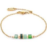 Bracelets Coeur De Lion Bracelet Mini Cubes et Chain or-vert