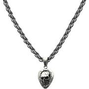 Collier Orusbijoux Collier Chaine Argent Pendentif Tête De Mort Et Méd...