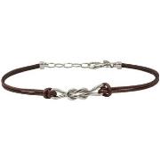 Bracelets Orusbijoux Bracelet Homme Argent Torsadé Cordon Cuir Marron