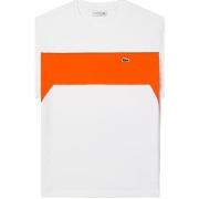 T-shirt Lacoste T-SHIRT COLOR-BLOCK EN JERSEY DE COTON BLANC ET ORAN