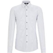 Chemise BOSS Chemise Hank Stretch Impression Blanche