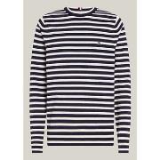 Sweat-shirt Tommy Hilfiger Pull à rayures marine en coton bio