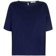 T-shirt Bruce Field Top pure soie col rond manche courte