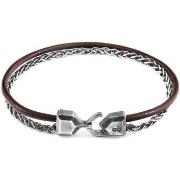 Bracelets Anchor &amp; Crew Bracelet Staysail Argent Et Cuir Rond De M...