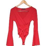 Bodys Boohoo top manches longues 38 - T2 - M Rouge