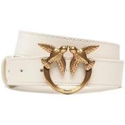 Ceinture Pinko Ceinture femme en cuir blanc et logo doré