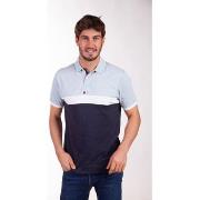 T-shirt Camberabero Polo manches courtes colorblock bleu ciel