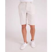 Short Camberabero Short beige en coton lin avec cordon de serrage