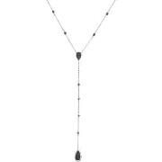 Collier Orusbijoux Collier Argent Rhodié Cravate Pierres Spinelle Noir...