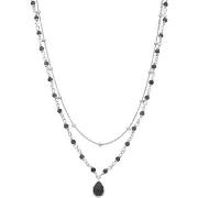 Collier Orusbijoux Collier Argent Rhodier Goutte Doubles Chaînes Pierr...