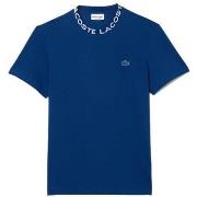 T-shirt Lacoste T-SHIRT BLEU EN PIQUÉ ULTRA LÉGER À COL JACQUARD SIG