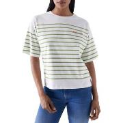 T-shirt Salsa Tee-shirt Blanc Raye Vert