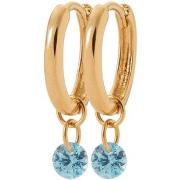 Boucles oreilles Brillaxis Boucles d'oreilles créoles pampille bleue