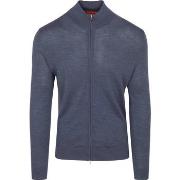 Sweat-shirt Suitable Cardigan Laine Merino Bleu Denim