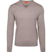 Sweat-shirt Suitable Merino Pullover V-Neck Greige